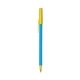 a blue barrel & yellow trim bic round stic ballpoint pen - promotional pens