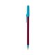 a burgundy barrel & blue trim bic round stic ballpoint pen - promotional pens