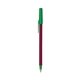 a burgundy barrel & green trim bic round stic ballpoint pen - promotional pens