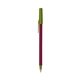 a burgundy barrel & metallic green trim bic round stic ballpoint pen - promotional pens