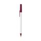 a clear barrel & burgundy trim bic round stic ballpoint pen - promotional pens
