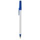 a clear barrel & cobalt trim bic round stic ballpoint pen - promotional pens
