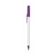 a clear barrel & purple trim bic round stic ballpoint pen - promotional pens