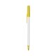 a clear barrel & yellow trim bic round stic ballpoint pen - promotional pens