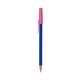 a cobalt barrel & pink trim bic round stic ballpoint pen - promotional pens