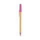 a cream barrel & pink trim bic round stic ballpoint pen - promotional pens