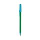 a green barrel & blue trim bic round stic ballpoint pen - promotional pens