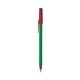 a green barrel & metallic red trim bic round stic ballpoint pen - promotional pens