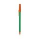 a green barrel & orange trim bic round stic ballpoint pen - promotional pens