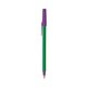 a green barrel & purple trim bic round stic ballpoint pen - promotional pens
