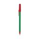 a green barrel & red trim bic round stic ballpoint pen - promotional pens