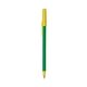 a green barrel & yellow trim bic round stic ballpoint pen - promotional pens