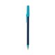 a metallic dark blue barrel & blue trim bic round stic ballpoint pen - promotional pens