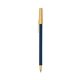 a metallic dark blue barrel & cream trim bic round stic ballpoint pen - promotional pens