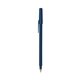 a metallic dark blue barrel & metallic dark blue trim bic round stic ballpoint pen - promotional pens