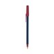 a metallic dark blue barrel & metallic red trim bic round stic ballpoint pen - promotional pens