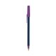 a metallic dark blue barrel & purple trim bic round stic ballpoint pen - promotional pens