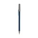 a metallic dark blue barrel & silver trim bic round stic ballpoint pen - promotional pens