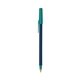 a metallic dark blue barrel & teal trim bic round stic ballpoint pen - promotional pens