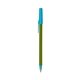 a metallic green barrel & blue trim bic round stic ballpoint pen - promotional pens