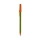 a metallic green barrel & orange trim bic round stic ballpoint pen - promotional pens