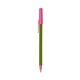 a metallic green barrel & pink trim bic round stic ballpoint pen - promotional pens