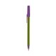 a metallic green barrel & purple trim bic round stic ballpoint pen - promotional pens