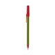 a metallic green barrel & red trim bic round stic ballpoint pen - promotional pens