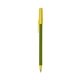 aerial view a metallic green barrel & yellow trim bic round stic ballpoint pen - promotional pens, image 1 of 2