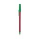 a metallic red barrel & green trim bic round stic ballpoint pen - promotional pens