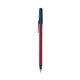 a metallic red barrel & metallic dark blue trim bic round stic ballpoint pen - promotional pens