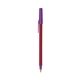 a metallic red barrel & purple trim bic round stic ballpoint pen - promotional pens