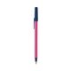 a pink barrel & metallic dark blue trim bic round stic ballpoint pen - promotional pens