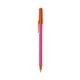 a pink barrel & orange trim bic round stic ballpoint pen - promotional pens