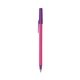 aerial view a pink barrel & purple trim bic round stic ballpoint pen - promotional pens, image 1 of 2