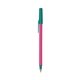 a pink barrel & teal trim bic round stic ballpoint pen - promotional pens
