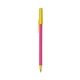 a pink barrel & yellow trim bic round stic ballpoint pen - promotional pens