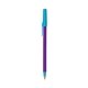 a purple barrel & blue trim bic round stic ballpoint pen - promotional pens
