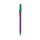 a purple barrel & green trim bic round stic ballpoint pen - promotional pens