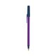 a purple barrel & metallic dark blue trim bic round stic ballpoint pen - promotional pens