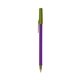 a purple barrel & metallic green trim bic round stic ballpoint pen - promotional pens