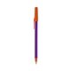 a purple barrel & orange trim bic round stic ballpoint pen - promotional pens