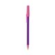 a purple barrel & pink trim bic round stic ballpoint pen - promotional pens