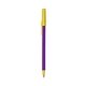 a purple barrel & yellow trim bic round stic ballpoint pen - promotional pens