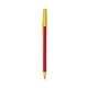 aerial view a red barrel & yellow trim bic round stic ballpoint pen - promotional pens, image 1 of 2