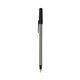 a silver barrel & black trim bic round stic ballpoint pen - promotional pens