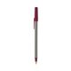 a silver barrel & burgundy trim bic round stic ballpoint pen - promotional pens