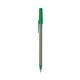 a silver barrel & green trim bic round stic ballpoint pen - promotional pens