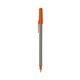 a silver barrel & orange trim bic round stic ballpoint pen - promotional pens