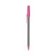 a silver barrel & pink trim bic round stic ballpoint pen - promotional pens